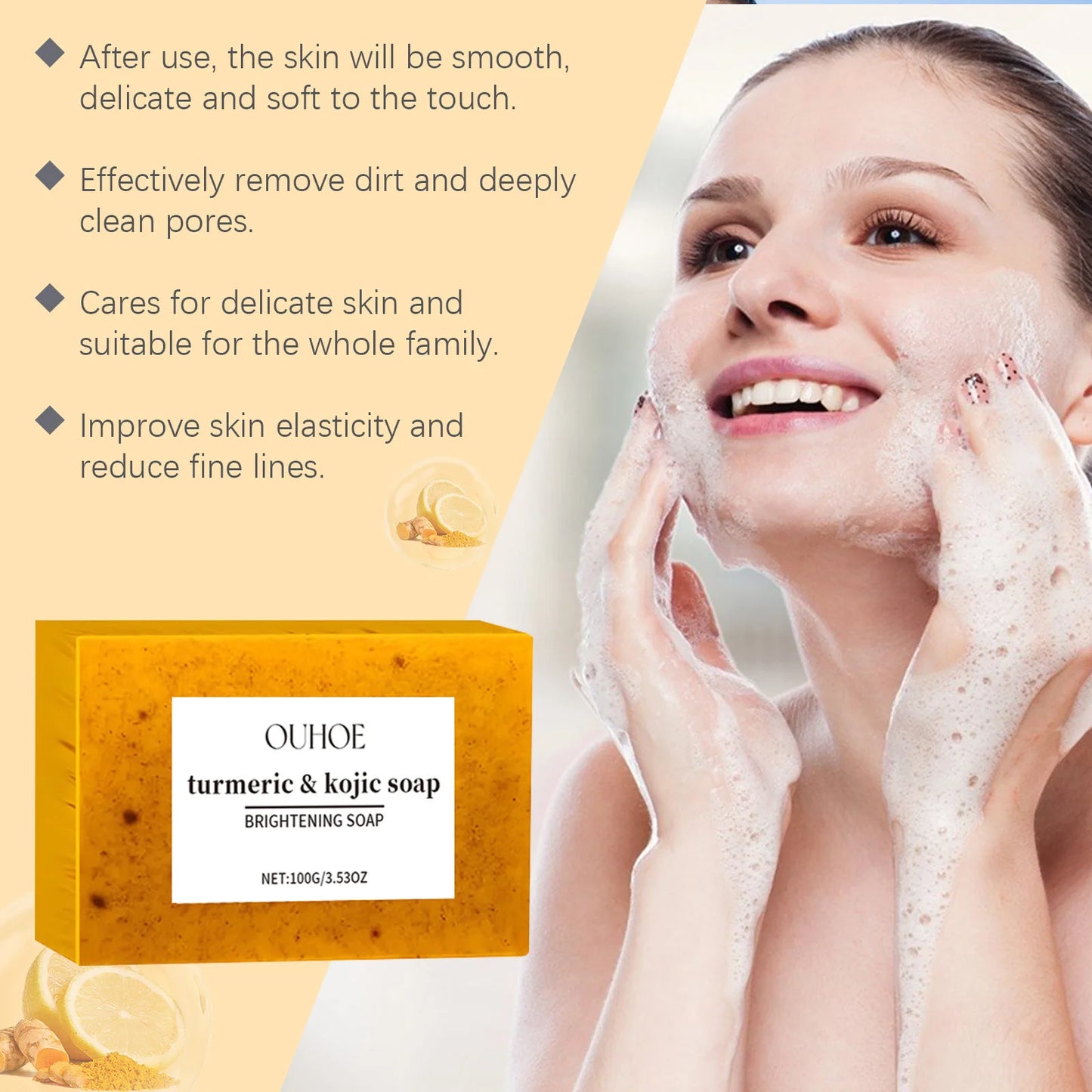 Ouhoe Kojic Acid Turmeric Soap - Natural Skin Deep Cleansing Soap 2025
