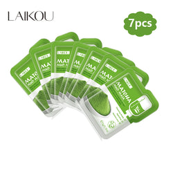 LAIKOU 7pcs Matcha Green Clay Mud Face Mask Reduce Wrinkle Night Facial Packs dark circle Moisturize Mask for facecare