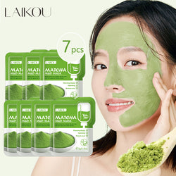 LAIKOU 7pcs Matcha Green Clay Mud Face Mask Reduce Wrinkle Night Facial Packs dark circle Moisturize Mask for facecare